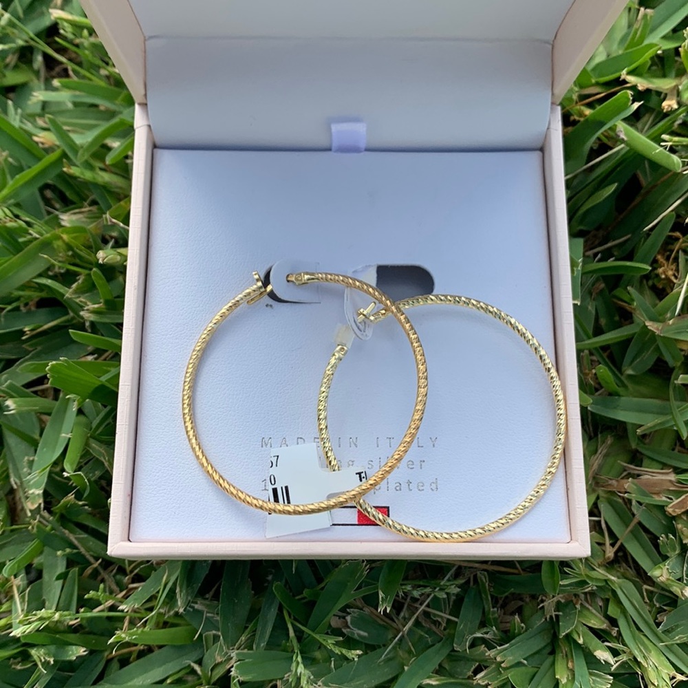 Sterling silver 18 karat gold plated hoops